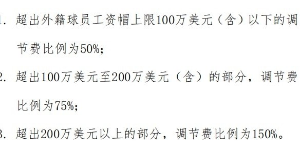 Kaiyun Sports-开云体育-外援调节费征收规则：100万内税率0.5 超过200万的部分税率1.5！
